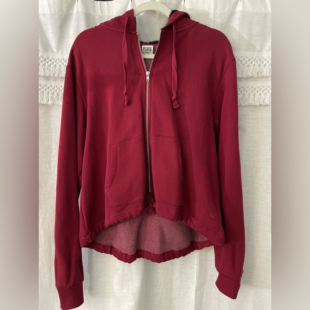 PINK Victoria’s Secret Jacket with Fur Lined Hood | Size Medium